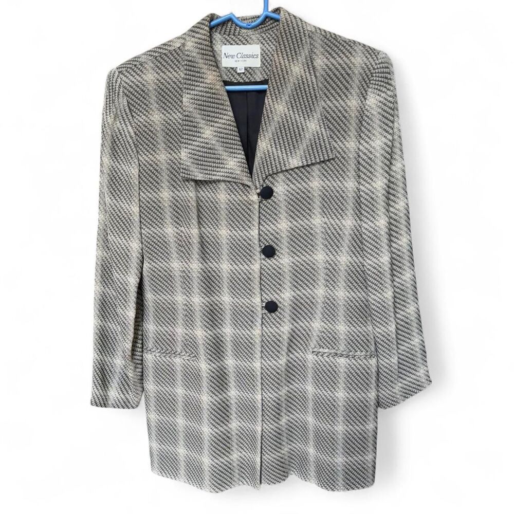 Vintage New Classics New York Grey plaid blazer size 12